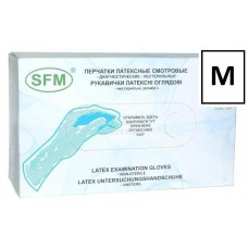 Перчатки латексные опудренные нестерильные смотровые /SFM 534422/ р.M (7-8)